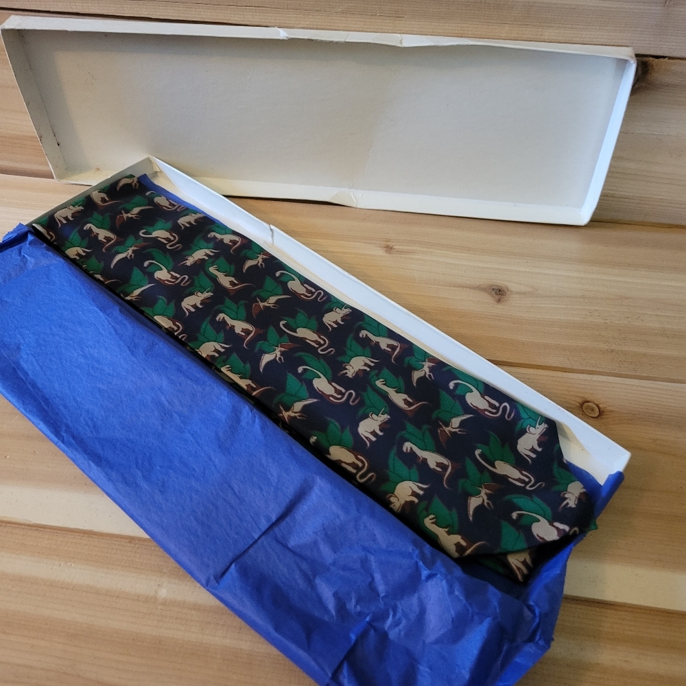 Vintage 100% Silk Dinosaur Tie